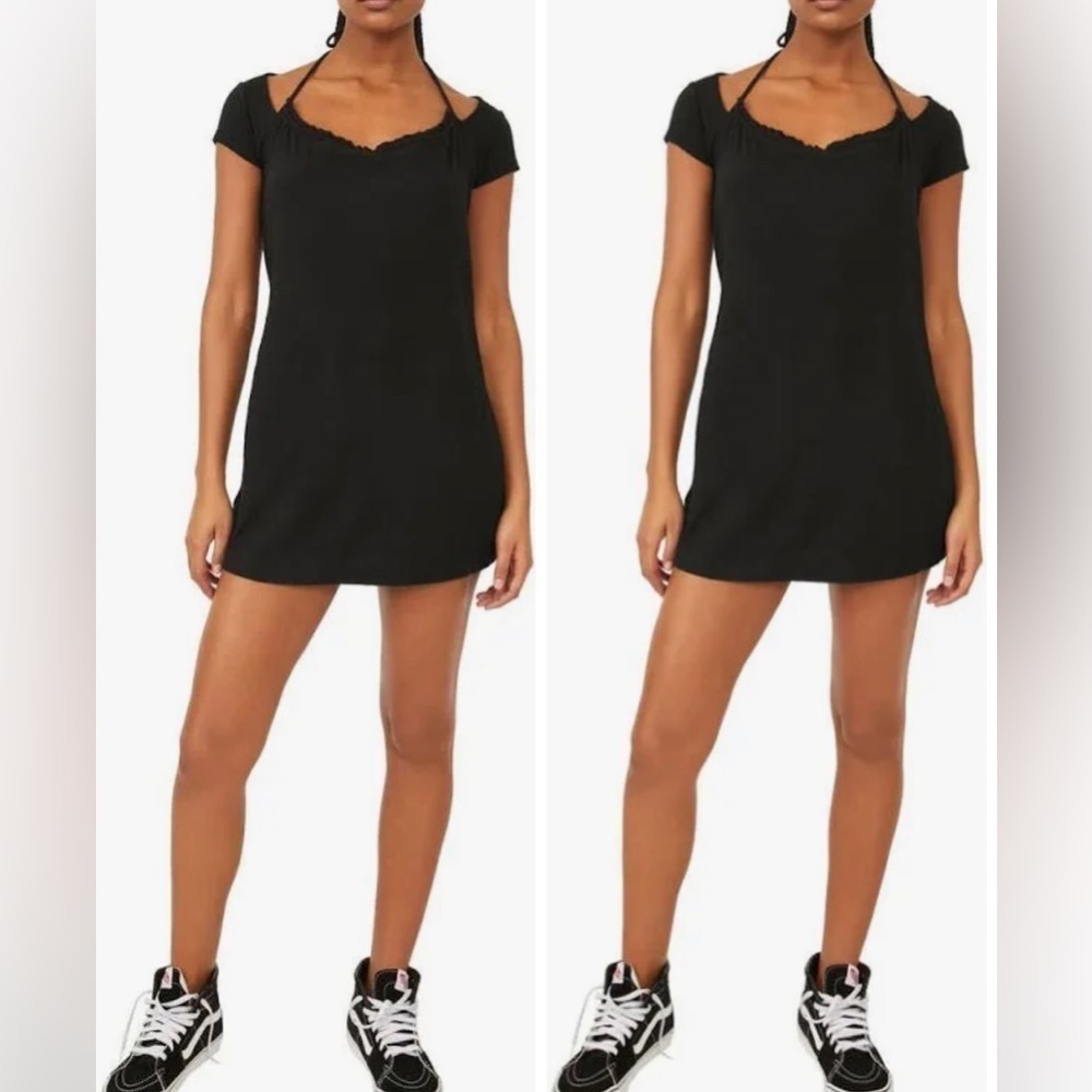 Free People FP Beach Black Short Sleeve Vivi Mini Dress